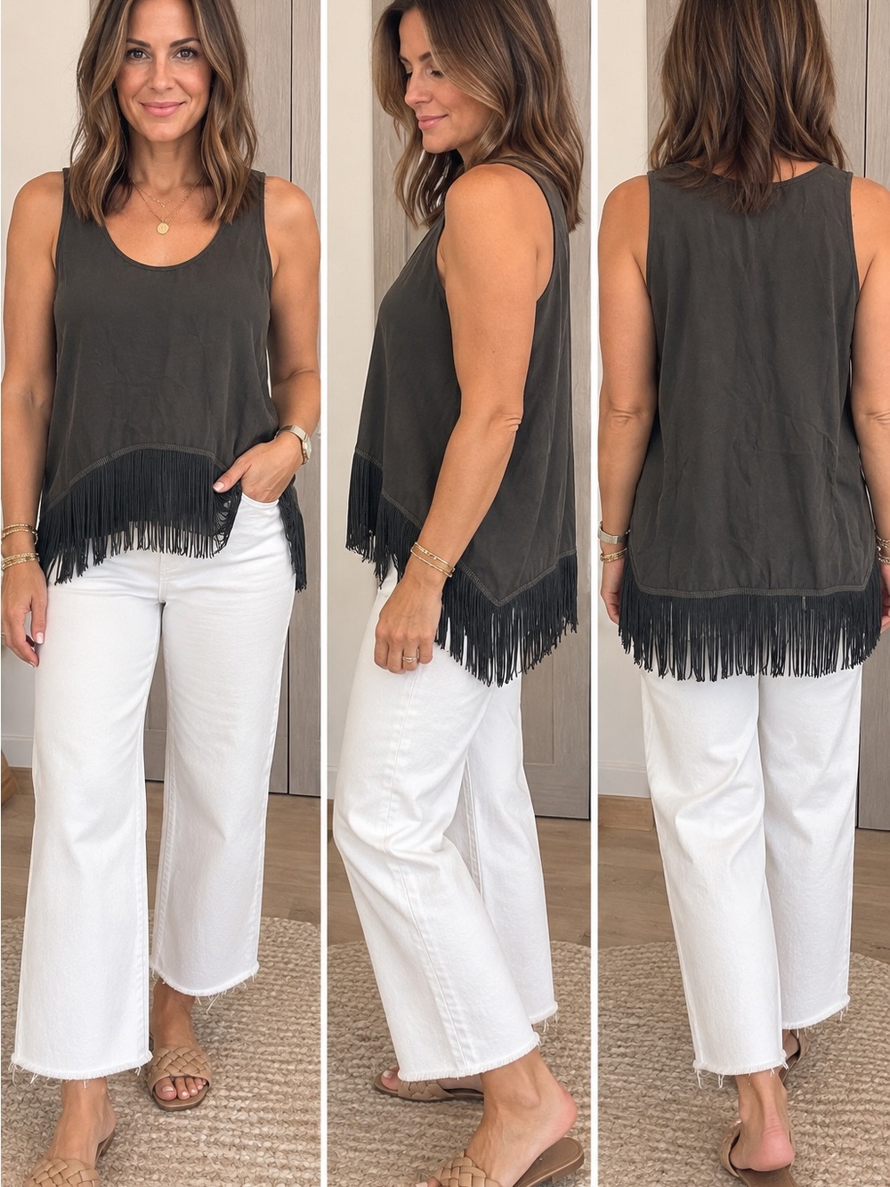 Sunday in Brooklyn Black Fringe top xs